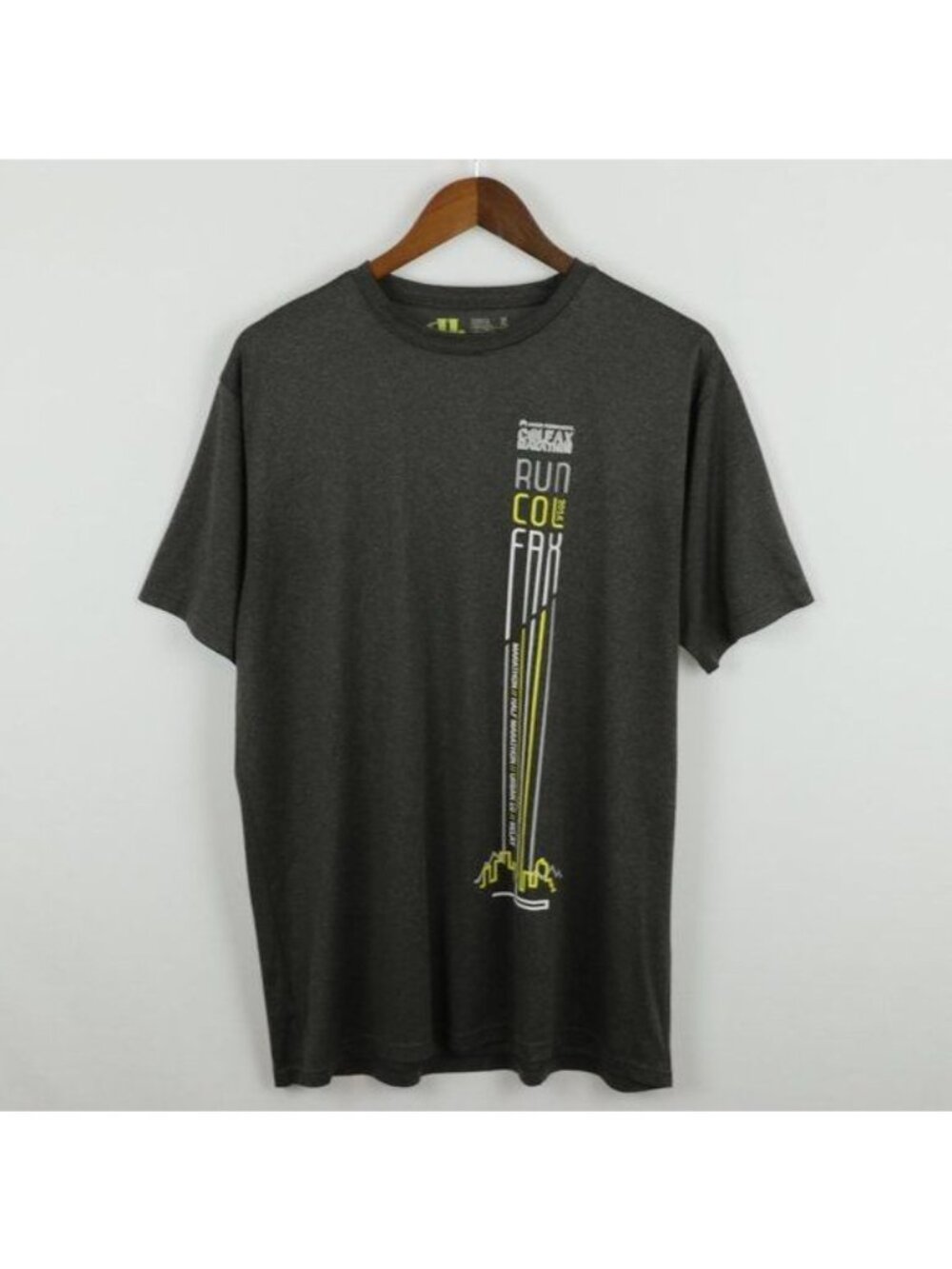 Colfax Marathon 2016 Men's XL Gray White Graphic Crewneck Short Sleeve Tech Tee